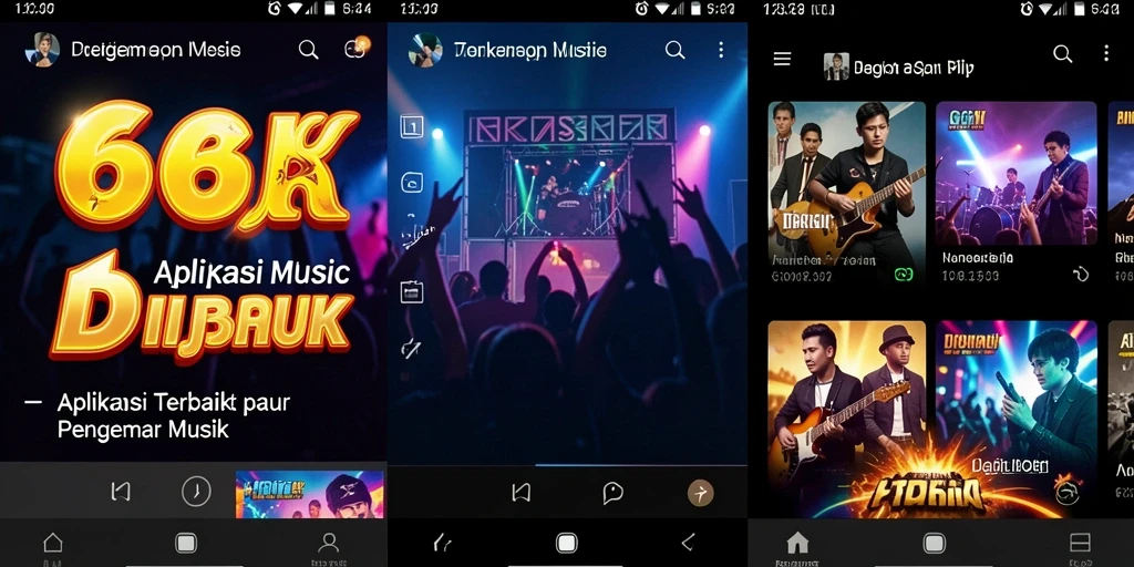 Screenshot utama 66K menampilkan antarmuka aplikasi musik yang menarik.