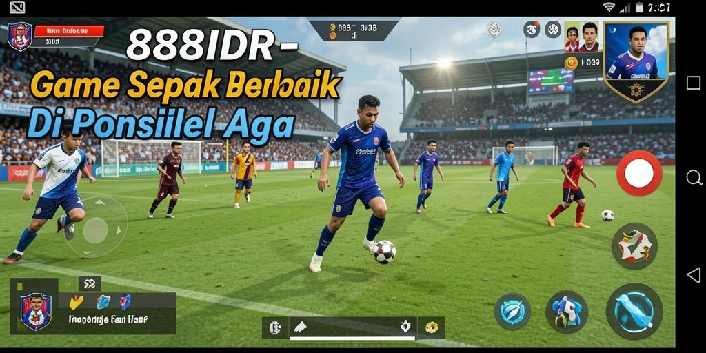 Tampilan gameplay seru di 888IDR dengan aksi sepak bola yang intens.