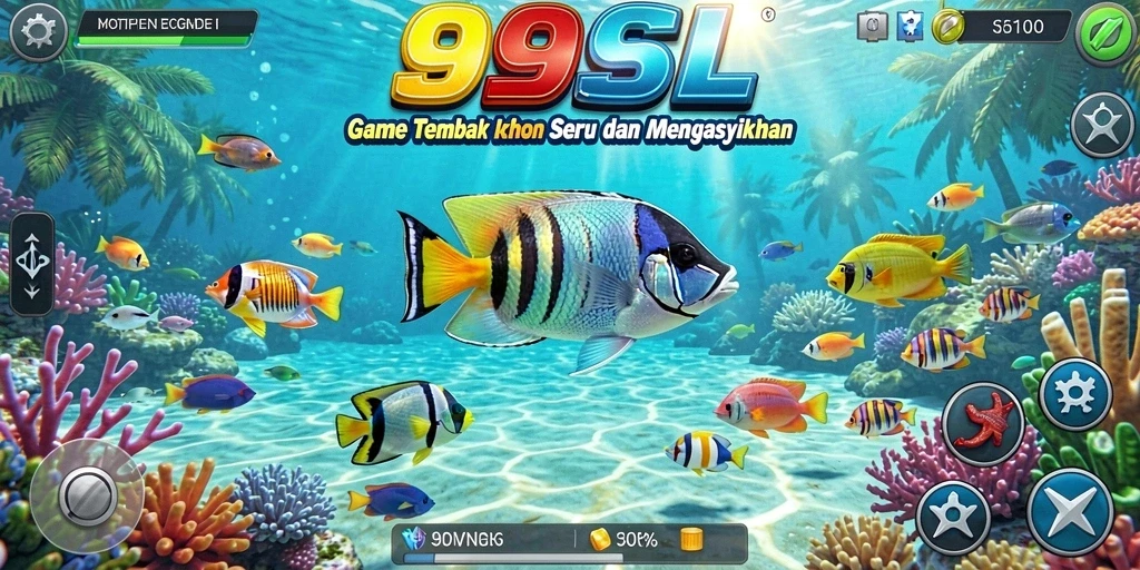 Screenshot gameplay 99SL menampilkan aksi menembak ikan yang seru.
