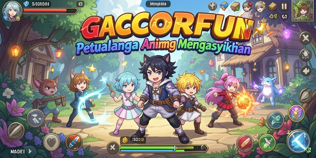Screenshot gameplay GACORFUN menampilkan karakter Anime yang dinamis.