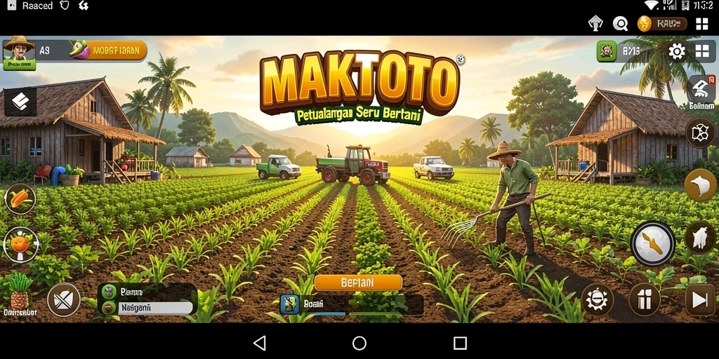 Screenshot gameplay MAKTOTO menampilkan aktivitas pertanian yang seru.