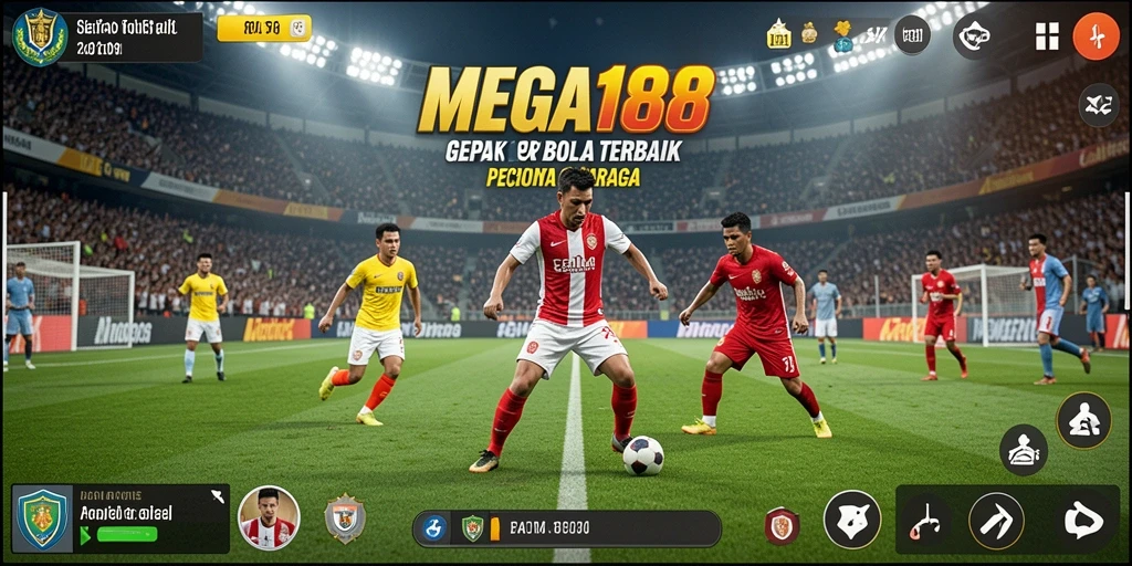 Screenshot gameplay MEGA188 menampilkan pertandingan sepak bola yang mendebarkan.