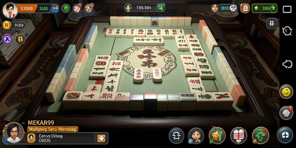 Tampilan gameplay <strong>MEKAR99</strong> dengan tantangan Mahjong seru.