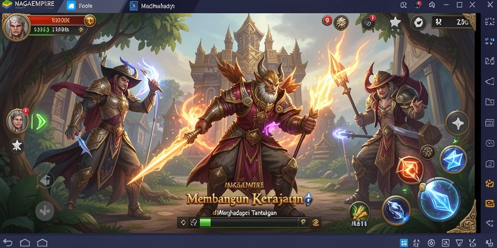 Tampilan gameplay NAGAEMPIRE yang memukau dan strategis.
