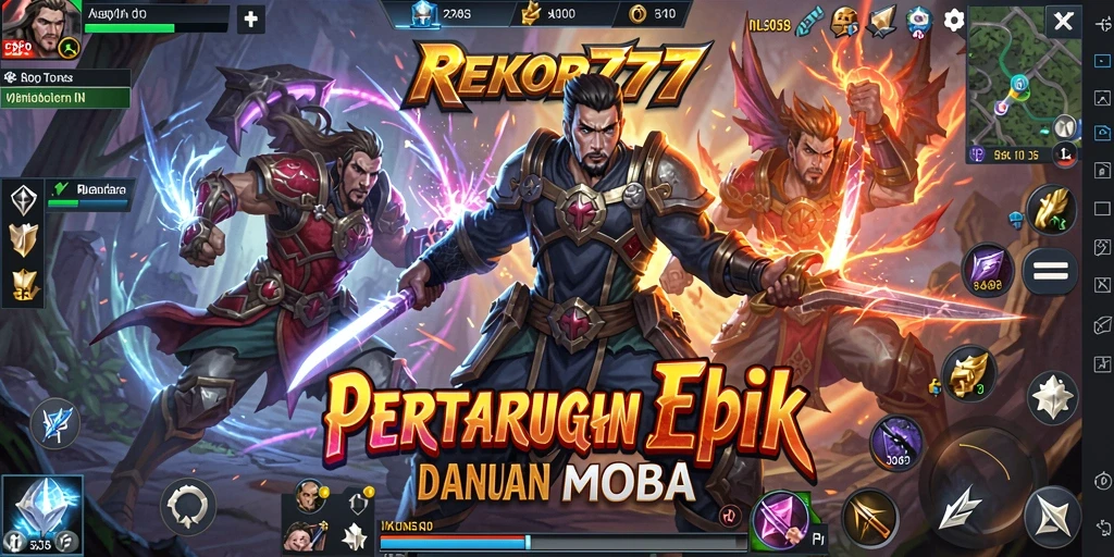 Tampilan gameplay mendebarkan di arena tempur MOBA.