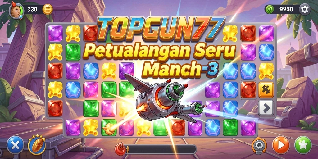 Gameplay seru Match-3 di TOPGUN77 yang penuh warna.