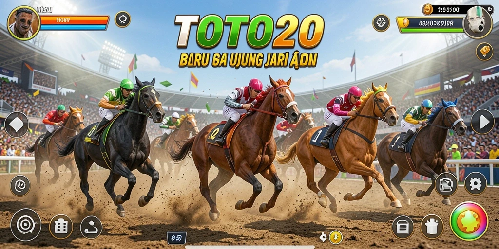 Screenshot gameplay balapan TOTO20 dengan grafik menawan dan mobil yang cepat.
