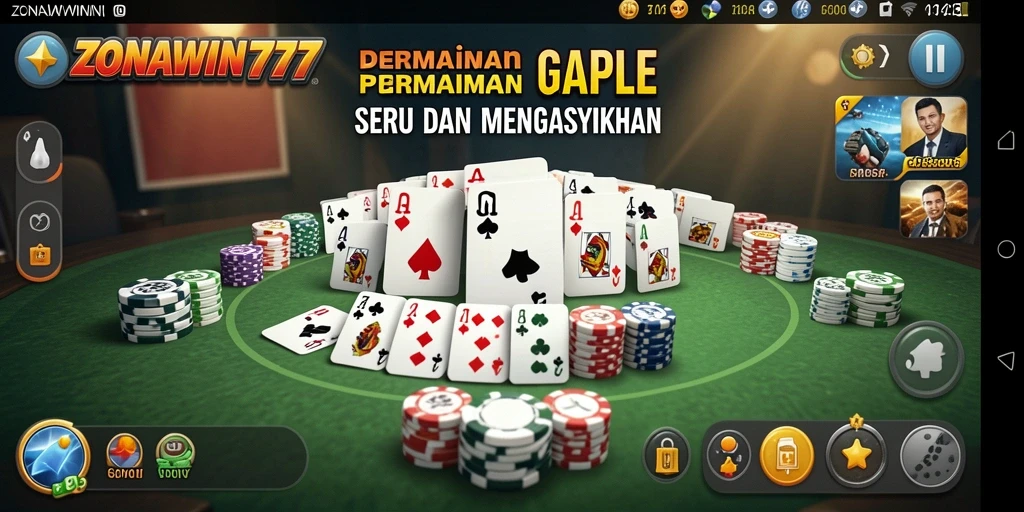 Tampilan gameplay seru permainan Gaple ZONAWIN777.